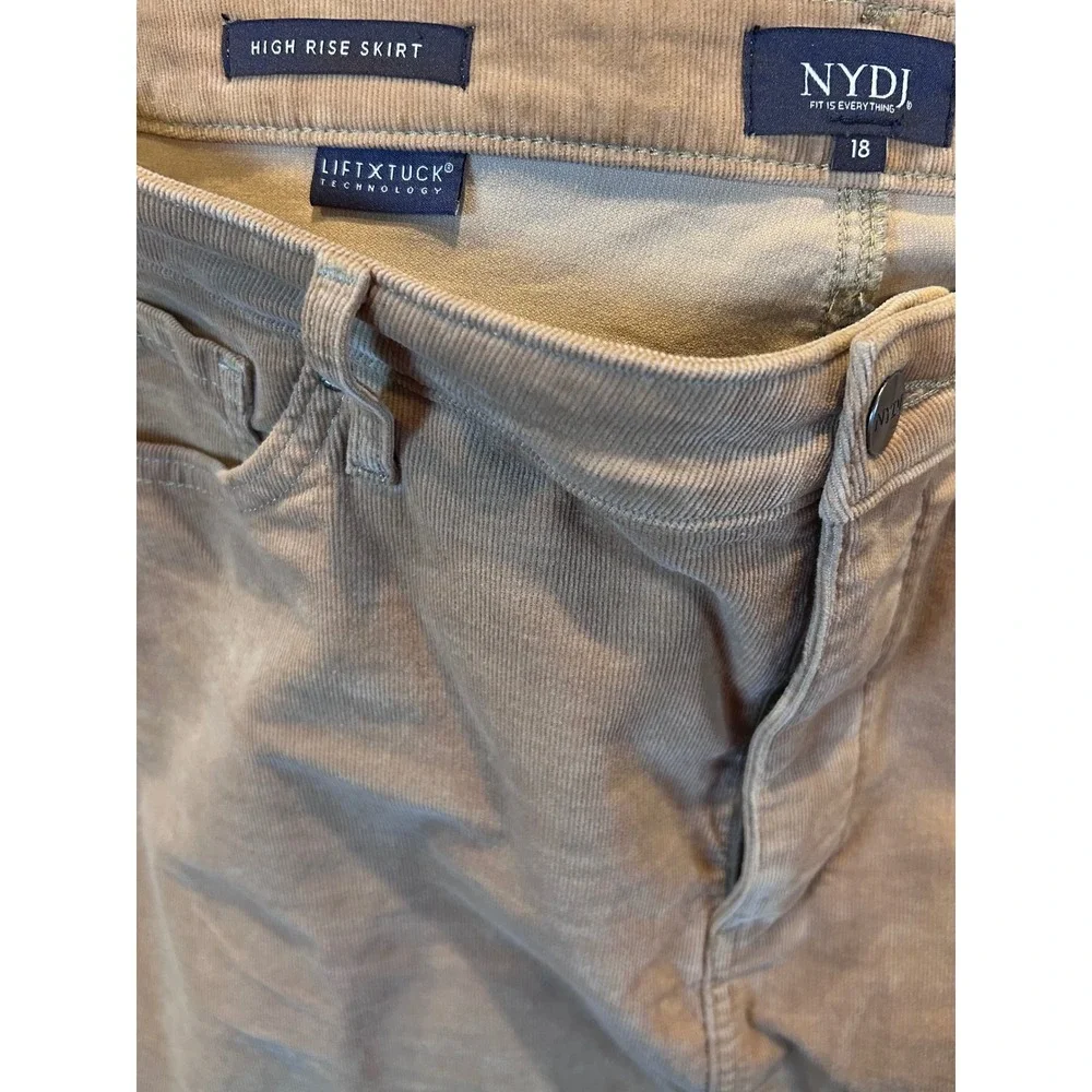 NYDJ Womens Tan Corduroy High Rise Midi Skirt‎ Lift Tuck Technology Size 18 Plus